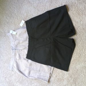 Bundle of Two Pairs of Old Navy High Waist Linen Shorts - tawny and black